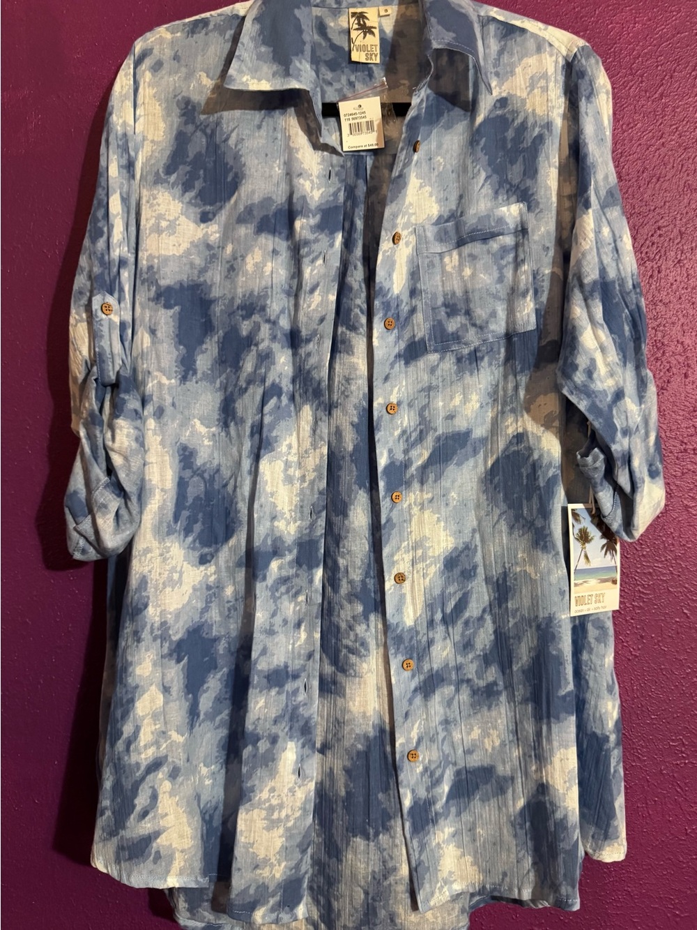 Violet Sky Blue Button-Up Shirt